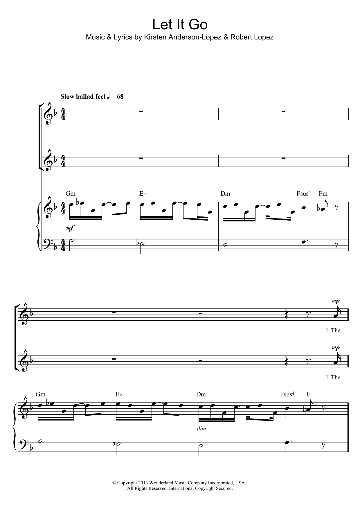 Idina Menzel Let It Go (from Frozen) (arr. Barrie Carson Turner) Sheet Music Notes & Chords for 2-Part Choir - Download or Print PDF