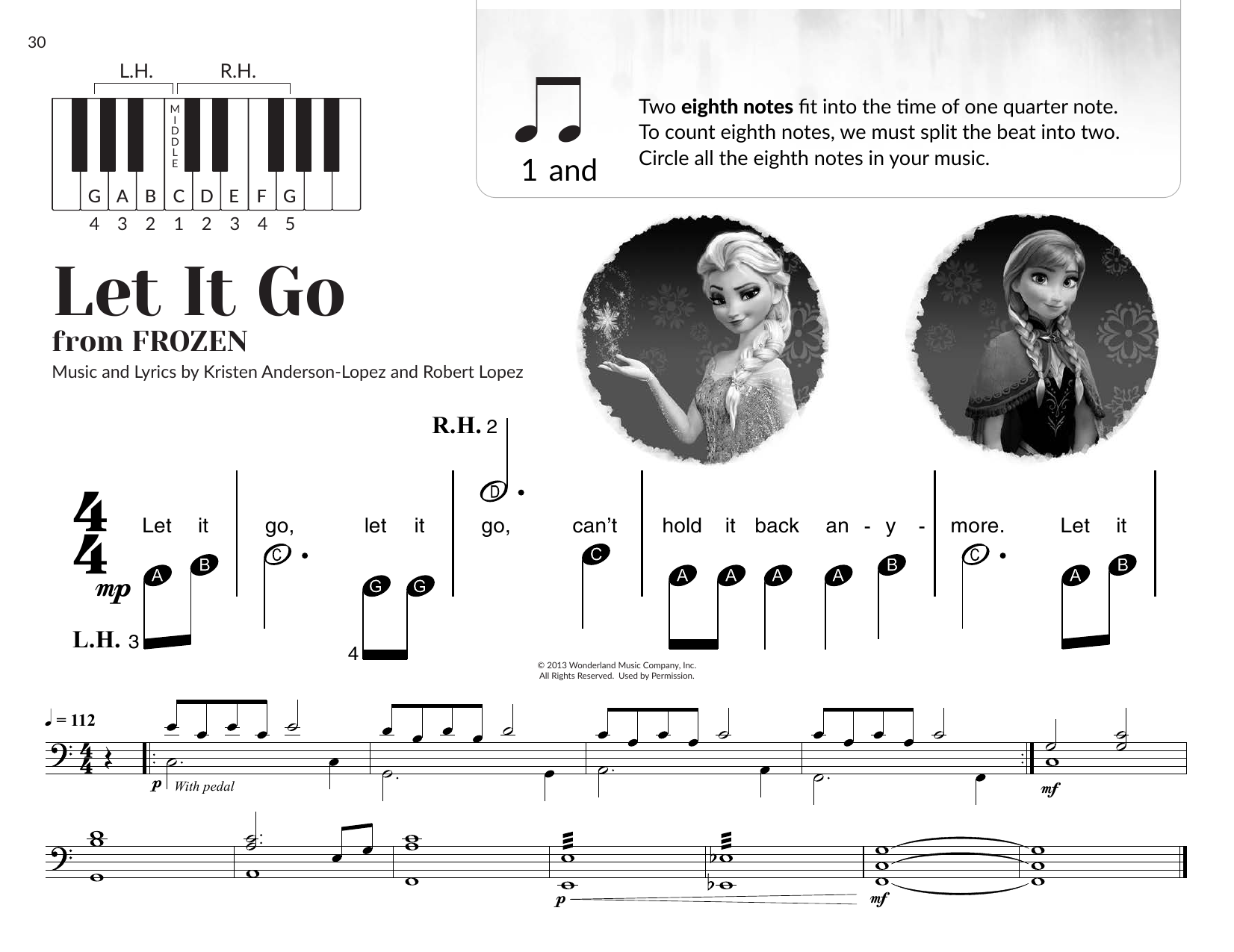 Idina Menzel Let It Go (from Frozen) (arr. Brittany McCorriston) Sheet Music Notes & Chords for Very Beginner Piano - Download or Print PDF