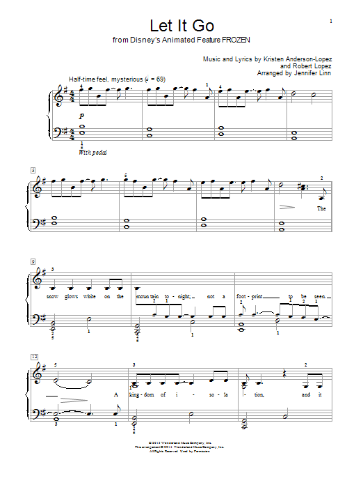 Jennifer Linn Let It Go (from Frozen) Sheet Music Notes & Chords for Educational Piano - Download or Print PDF