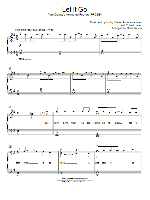 Mona Rejino Let It Go (from Frozen) Sheet Music Notes & Chords for Educational Piano - Download or Print PDF