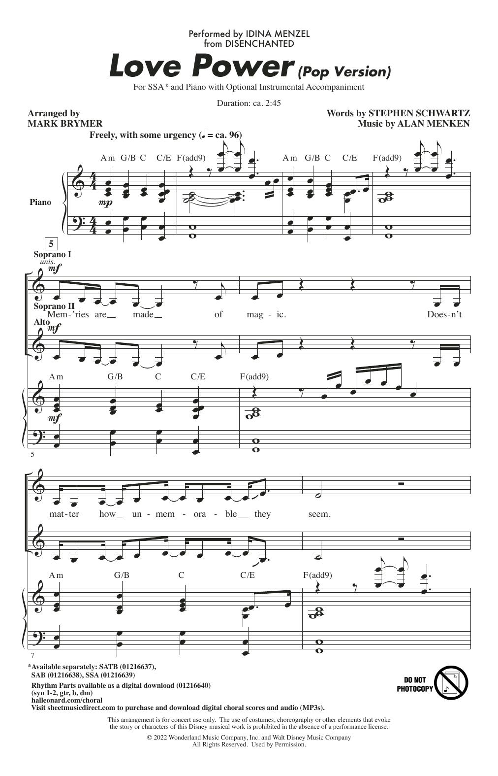 Idina Menzel Love Power (from Disenchanted) (arr. Mark Brymer) Sheet Music Notes & Chords for SATB Choir - Download or Print PDF
