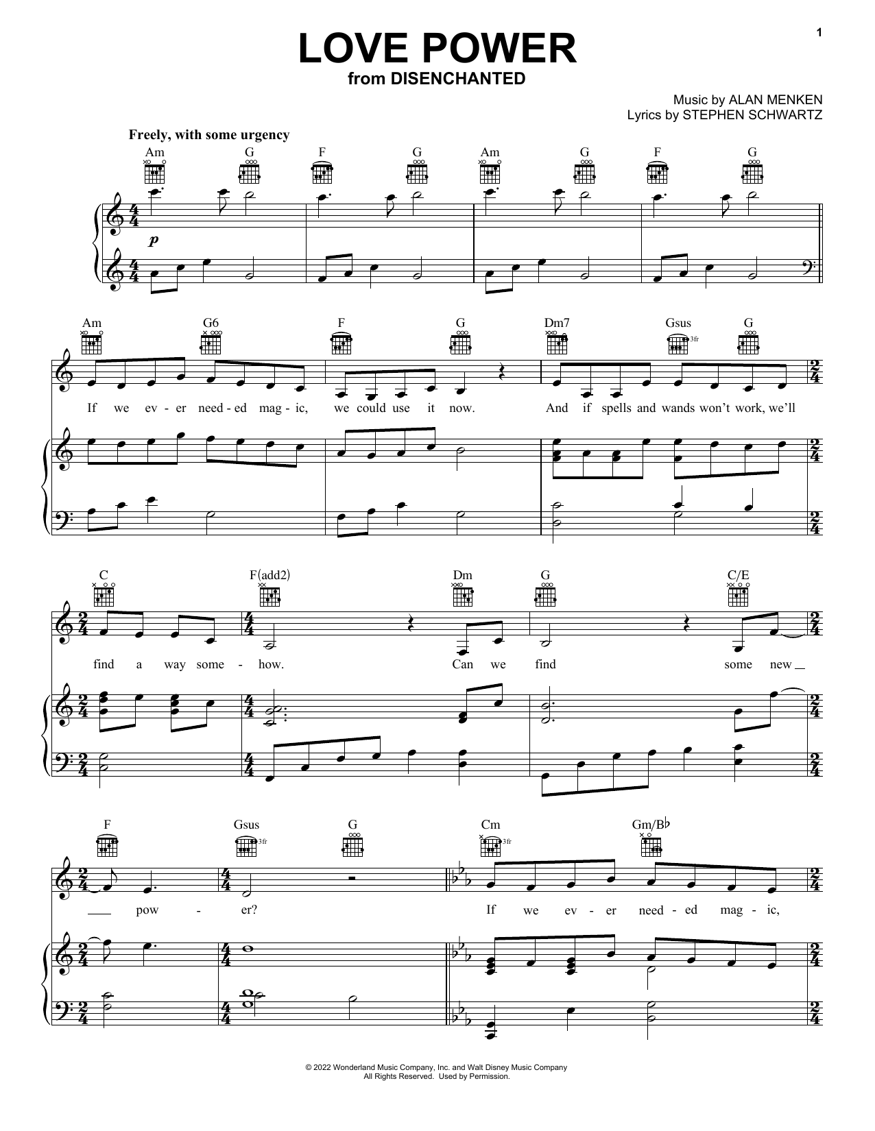 Idina Menzel Love Power (from Disenchanted) Sheet Music Notes & Chords for Easy Guitar Tab - Download or Print PDF