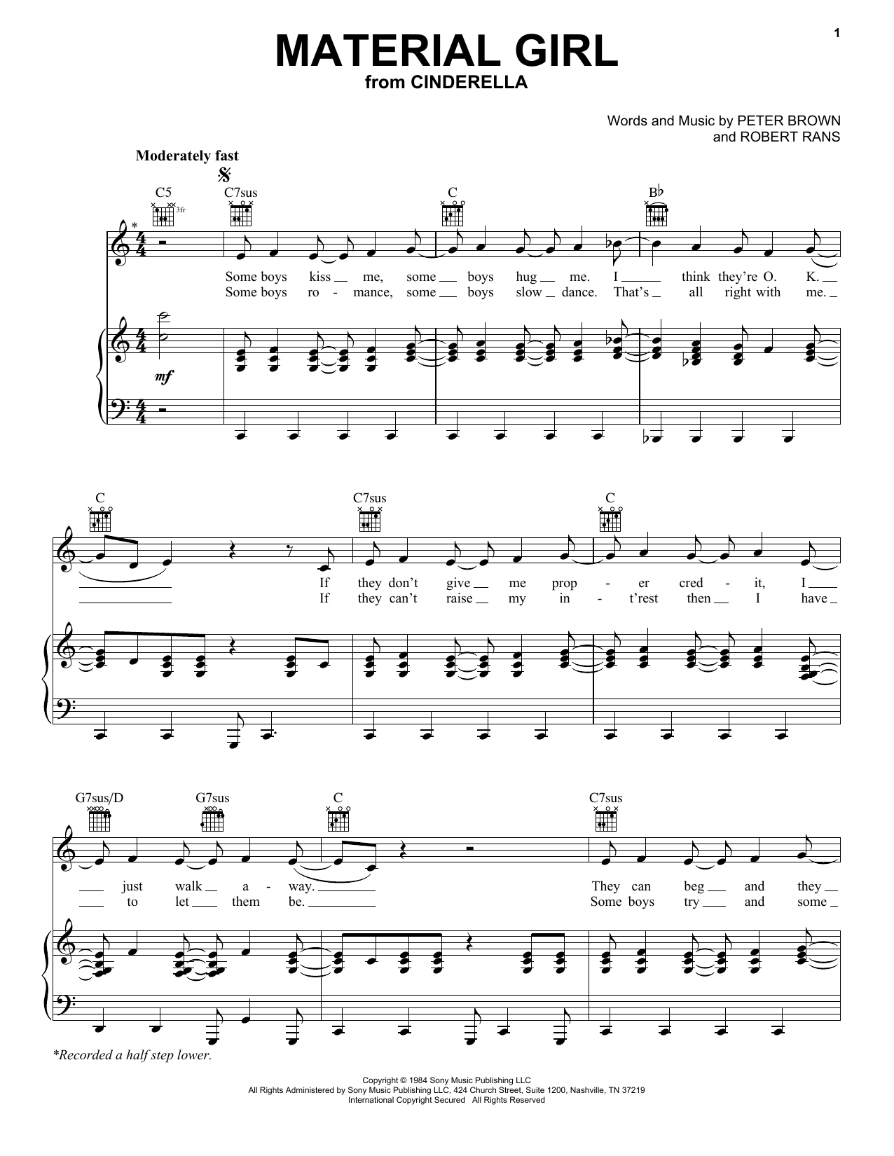 Idina Menzel Material Girl (from the Amazon Original Movie Cinderella) Sheet Music Notes & Chords for Piano, Vocal & Guitar (Right-Hand Melody) - Download or Print PDF