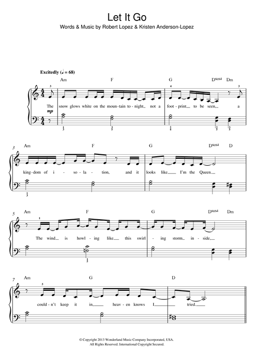Harden Memo lips Idina Menzel "Let It Go (from Frozen)" Sheet Music | Download PDF Score  415593