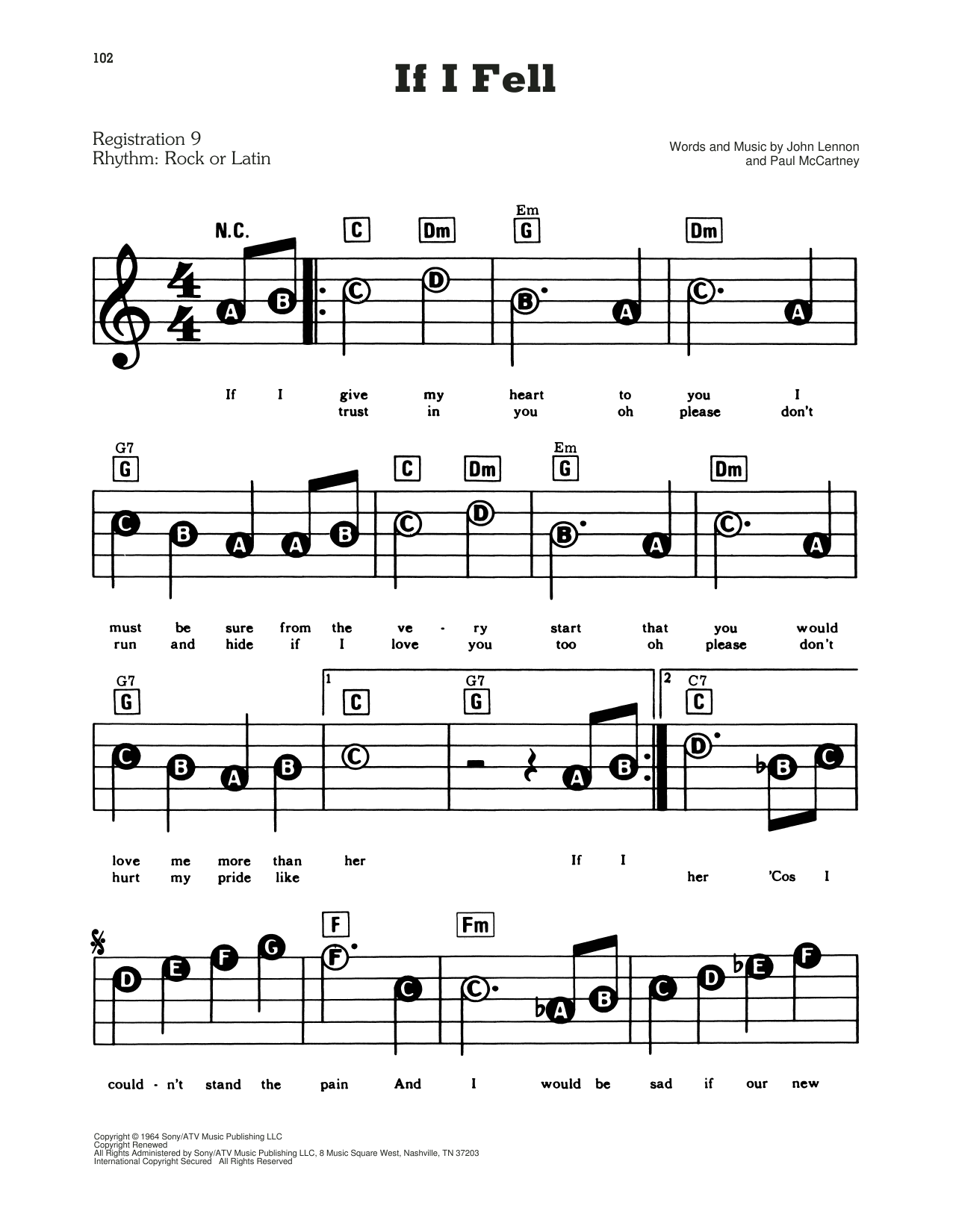 The Beatles If I Fell Sheet Music Download Pdf Score