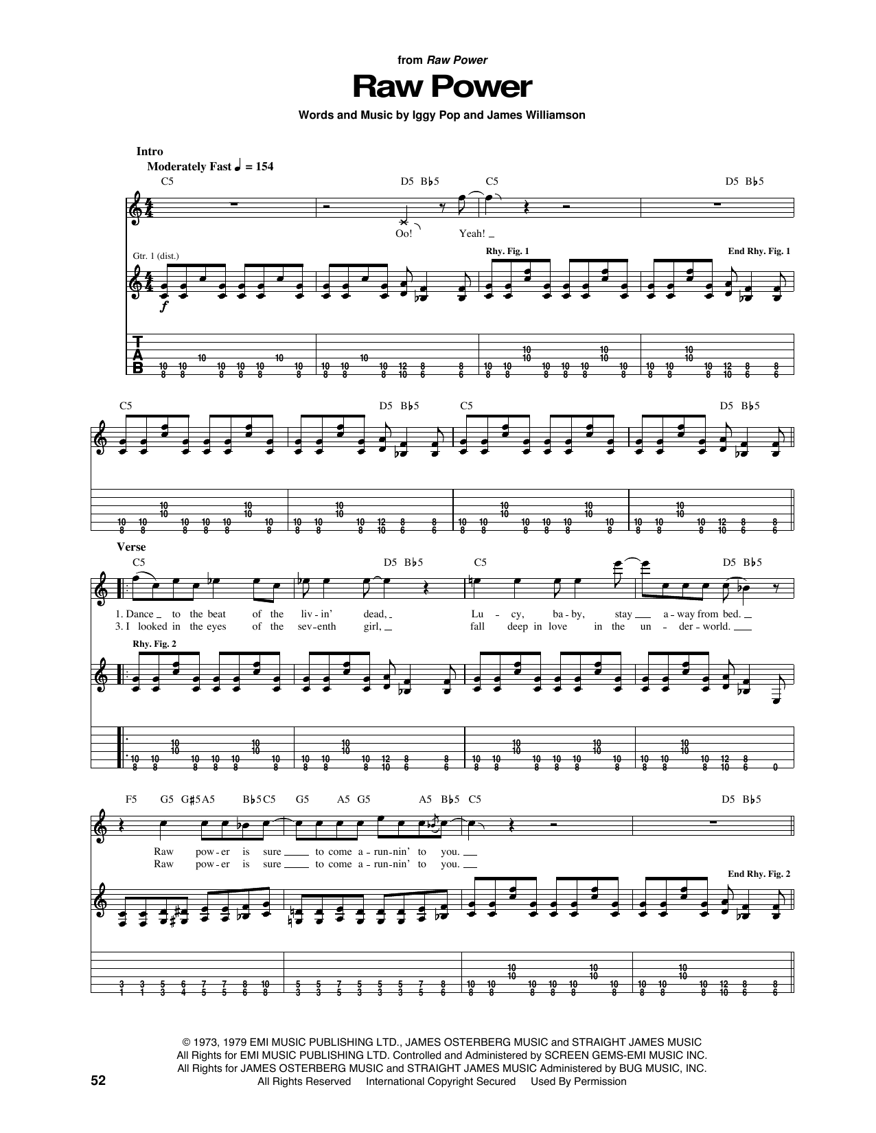 Iggy & The Stooges Raw Power Sheet Music Notes & Chords for Guitar Tab - Download or Print PDF
