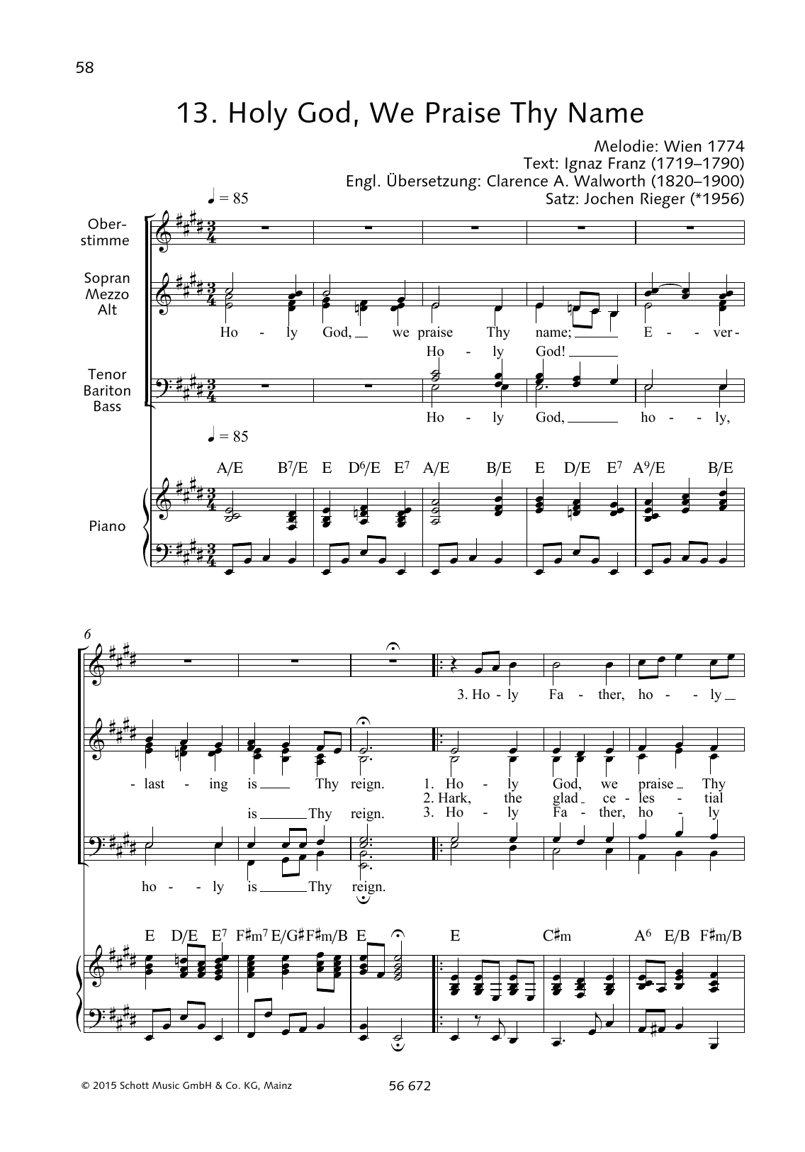 Ignaz Franz; Clarence A. Walworth Holy God, We Praise Thy Name Sheet Music Notes & Chords for Choral - Download or Print PDF