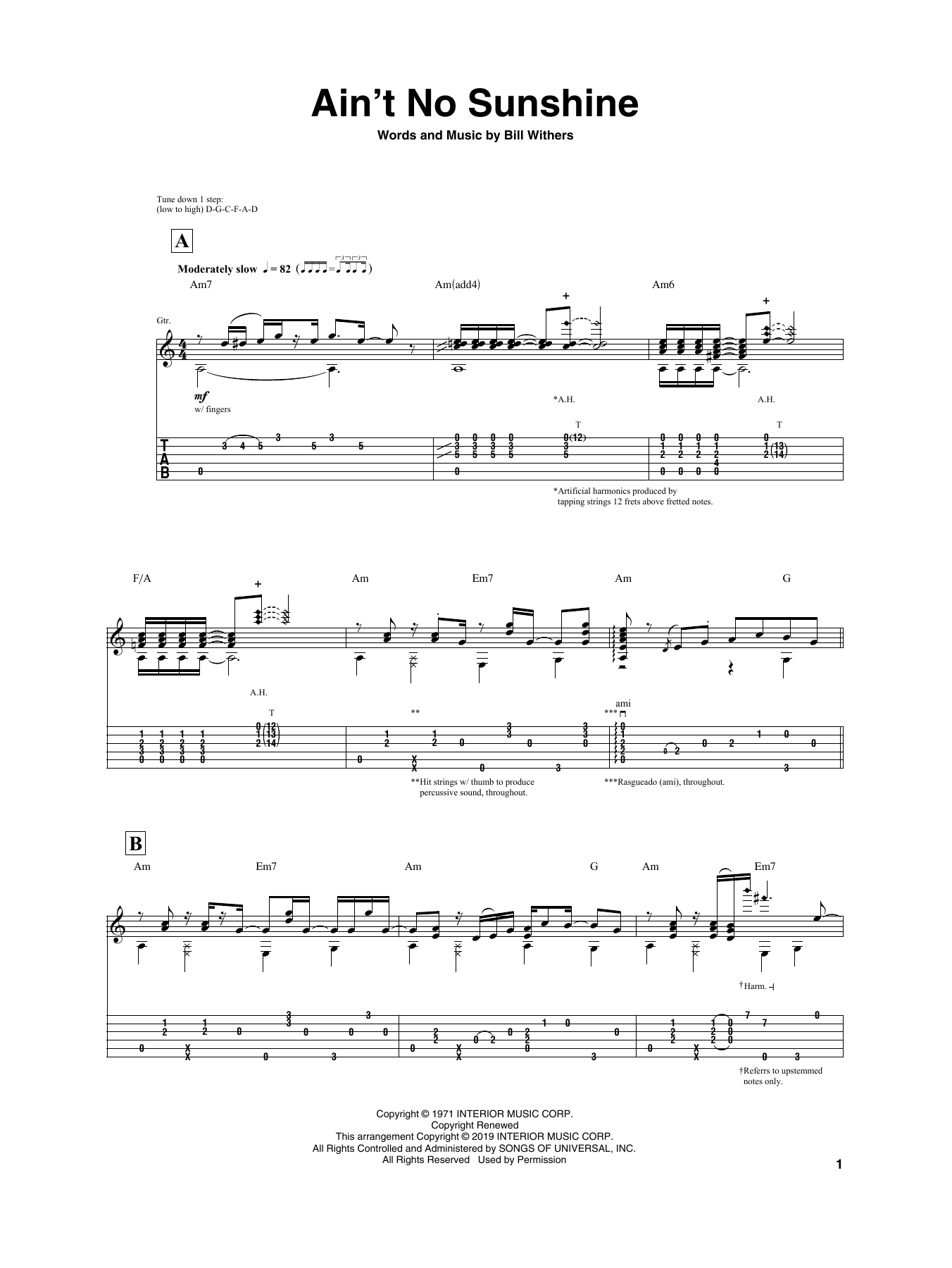 Igor Presnyakov Ain't No Sunshine Sheet Music Notes & Chords for Guitar Tab - Download or Print PDF