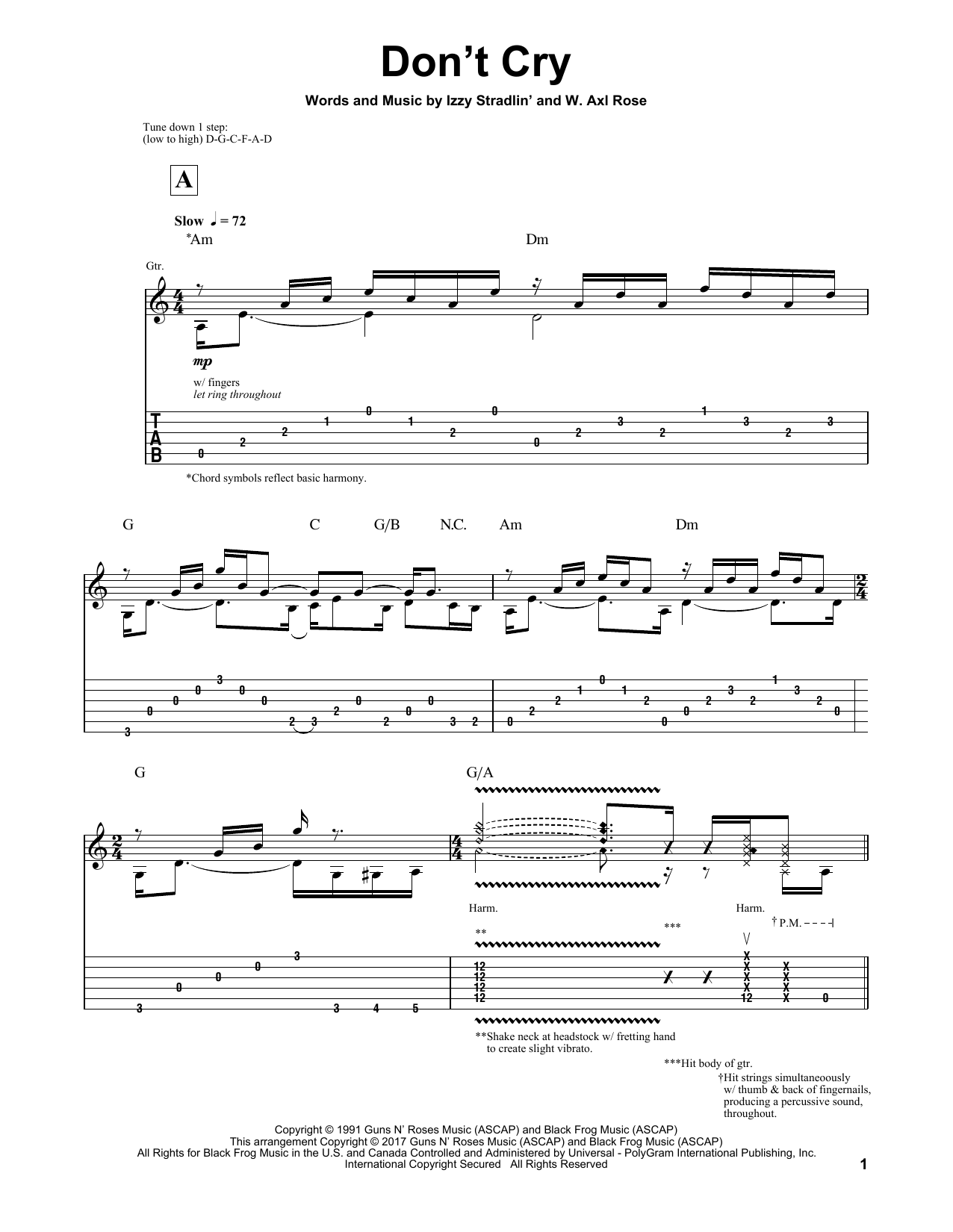 Igor Presnyakov Don't Cry Sheet Music Notes & Chords for Guitar Tab - Download or Print PDF