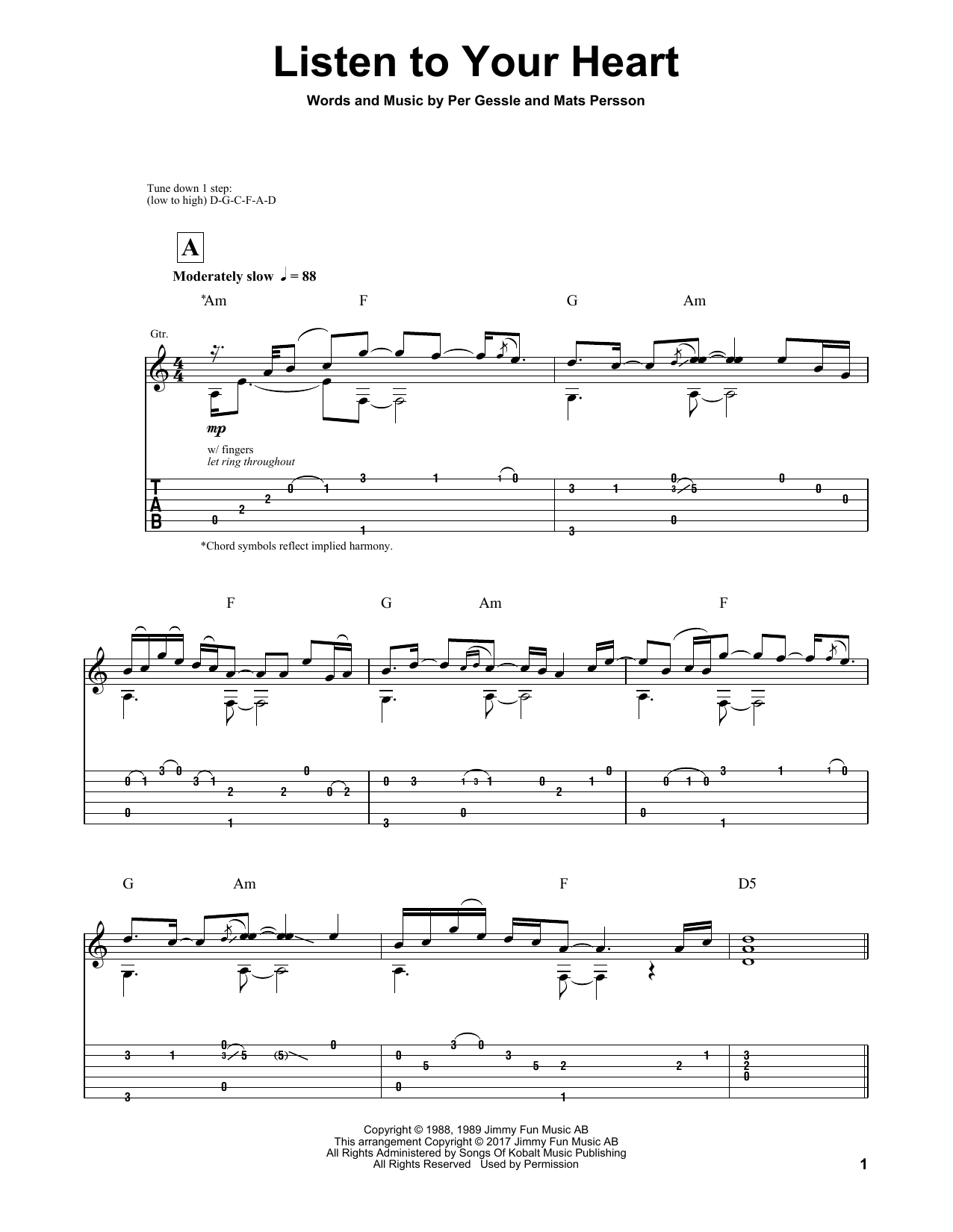 Igor Presnyakov Listen To Your Heart Sheet Music Notes & Chords for Guitar Tab - Download or Print PDF