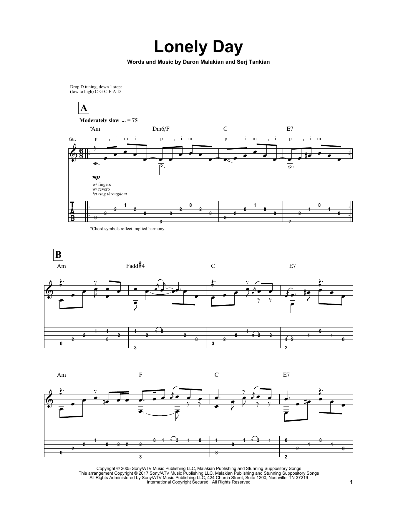 Igor Presnyakov Lonely Day Sheet Music Notes & Chords for Guitar Tab - Download or Print PDF