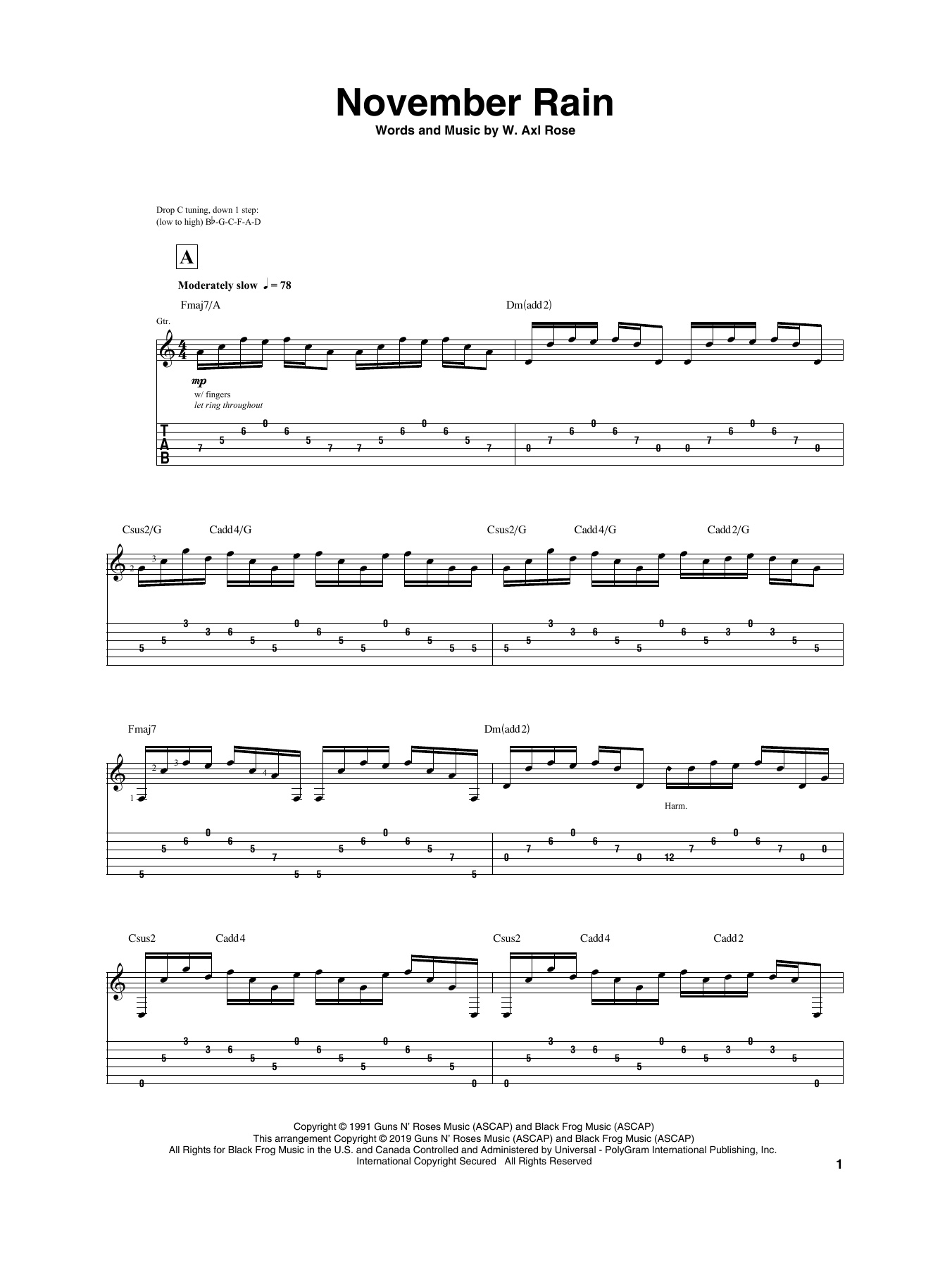 Igor Presnyakov November Rain Sheet Music Notes & Chords for Guitar Tab - Download or Print PDF