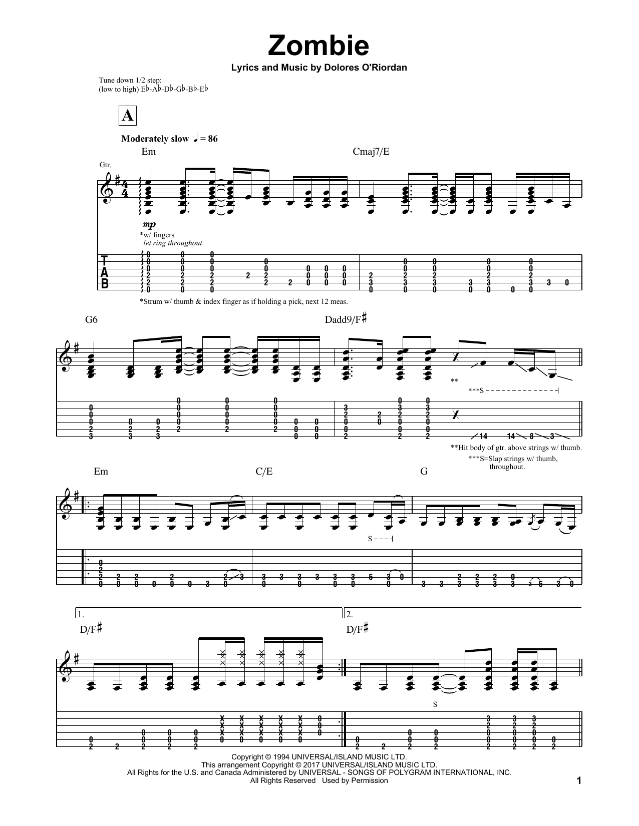 Igor Presnyakov Zombie Sheet Music Notes & Chords for Guitar Tab - Download or Print PDF