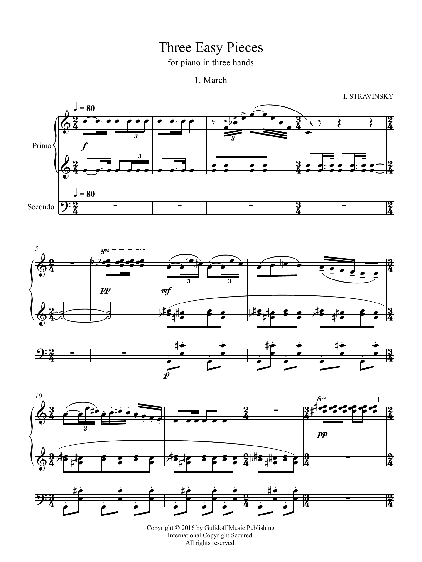 Igor Stravinsky Three Easy Pieces (all) Sheet Music Notes & Chords for Piano Duet - Download or Print PDF