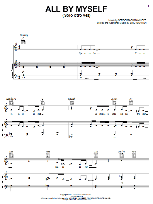 Il Divo All By Myself (Solo otro vez) Sheet Music Notes & Chords for Piano, Vocal & Guitar (Right-Hand Melody) - Download or Print PDF