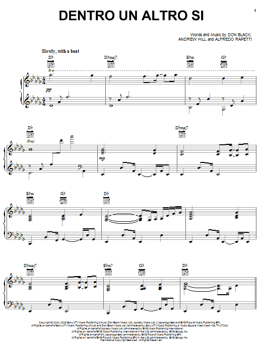Il Divo Dentro Un Altro Si Sheet Music Notes & Chords for Piano, Vocal & Guitar (Right-Hand Melody) - Download or Print PDF