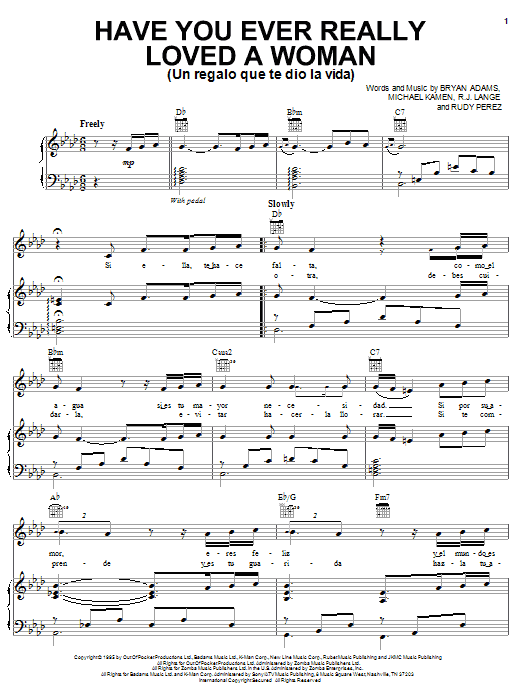 Il Divo Have You Ever Really Loved A Woman (Un Regalo Que Te Dio La Vida) Sheet Music Notes & Chords for Piano, Vocal & Guitar (Right-Hand Melody) - Download or Print PDF