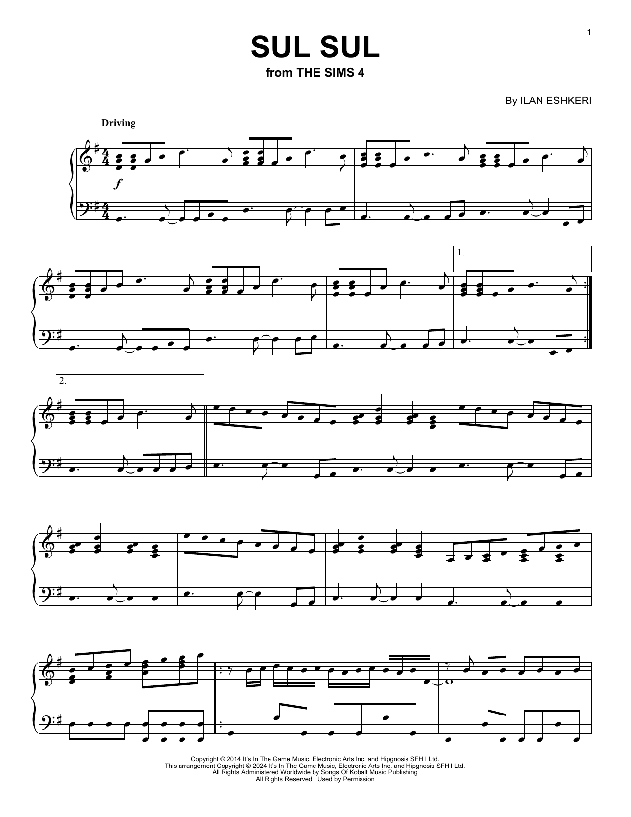 Ilan Eshkeri Sul Sul (from The Sims 4) Sheet Music Notes & Chords for Piano Solo - Download or Print PDF