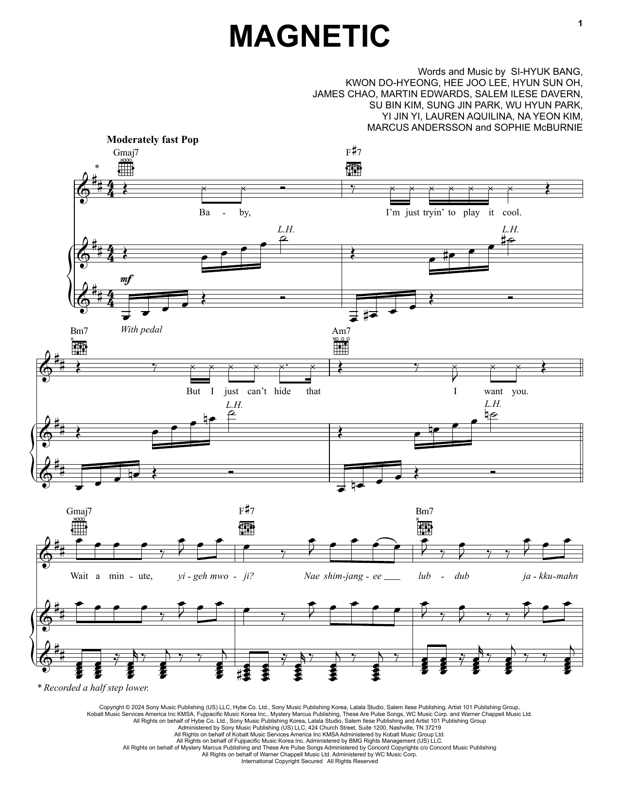 ILLIT Magnetic Sheet Music Notes & Chords for Piano, Vocal & Guitar Chords (Right-Hand Melody) - Download or Print PDF