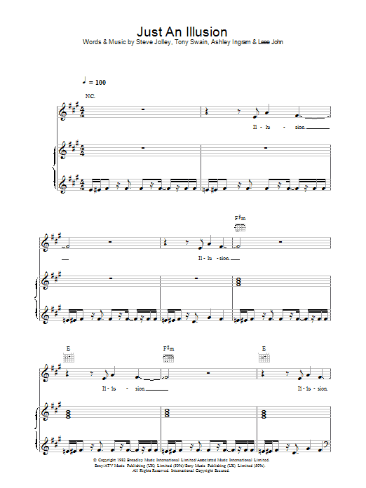 Imagination Just An Illusion Sheet Music Notes & Chords for Piano, Vocal & Guitar - Download or Print PDF