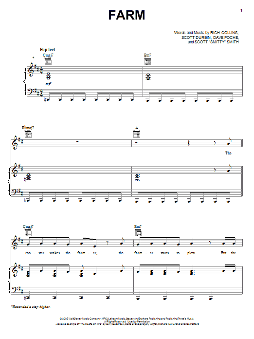 Imagination Movers Farm Sheet Music Notes & Chords for Piano, Vocal & Guitar (Right-Hand Melody) - Download or Print PDF