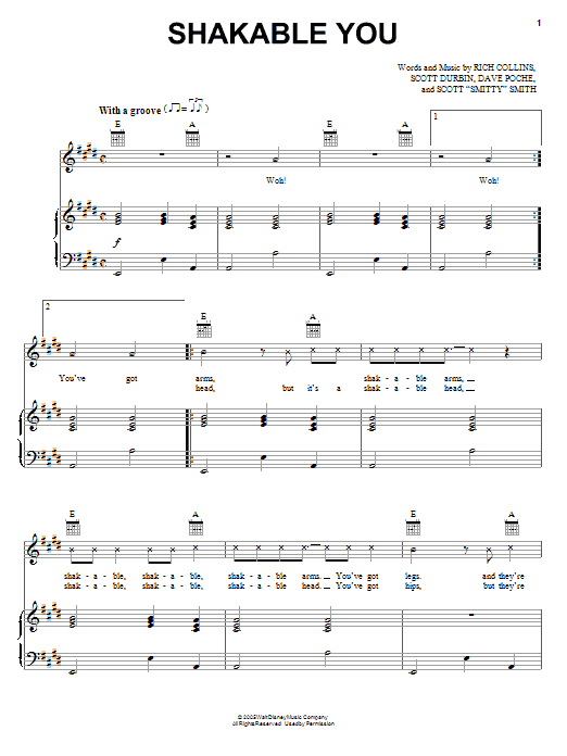 Imagination Movers Shakable You Sheet Music Notes & Chords for Piano, Vocal & Guitar (Right-Hand Melody) - Download or Print PDF