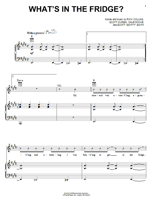 Imagination Movers What's In The Fridge? Sheet Music Notes & Chords for Piano, Vocal & Guitar (Right-Hand Melody) - Download or Print PDF