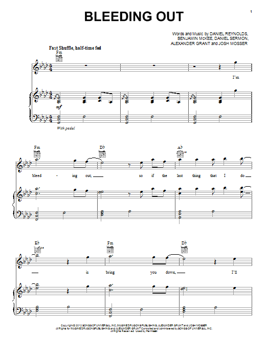 Imagine Dragons Bleeding Out Sheet Music Notes & Chords for Easy Piano - Download or Print PDF