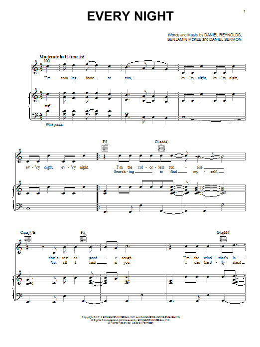 Imagine Dragons Every Night Sheet Music Notes & Chords for Guitar Tab - Download or Print PDF