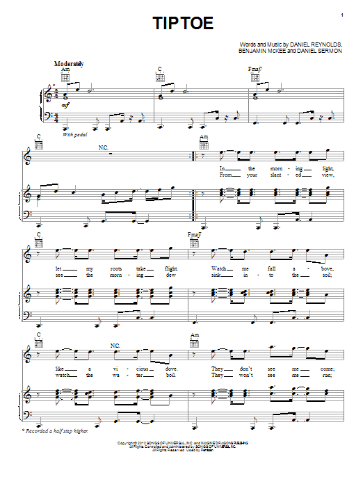 Imagine Dragons Tiptoe Sheet Music Notes & Chords for Guitar Tab - Download or Print PDF