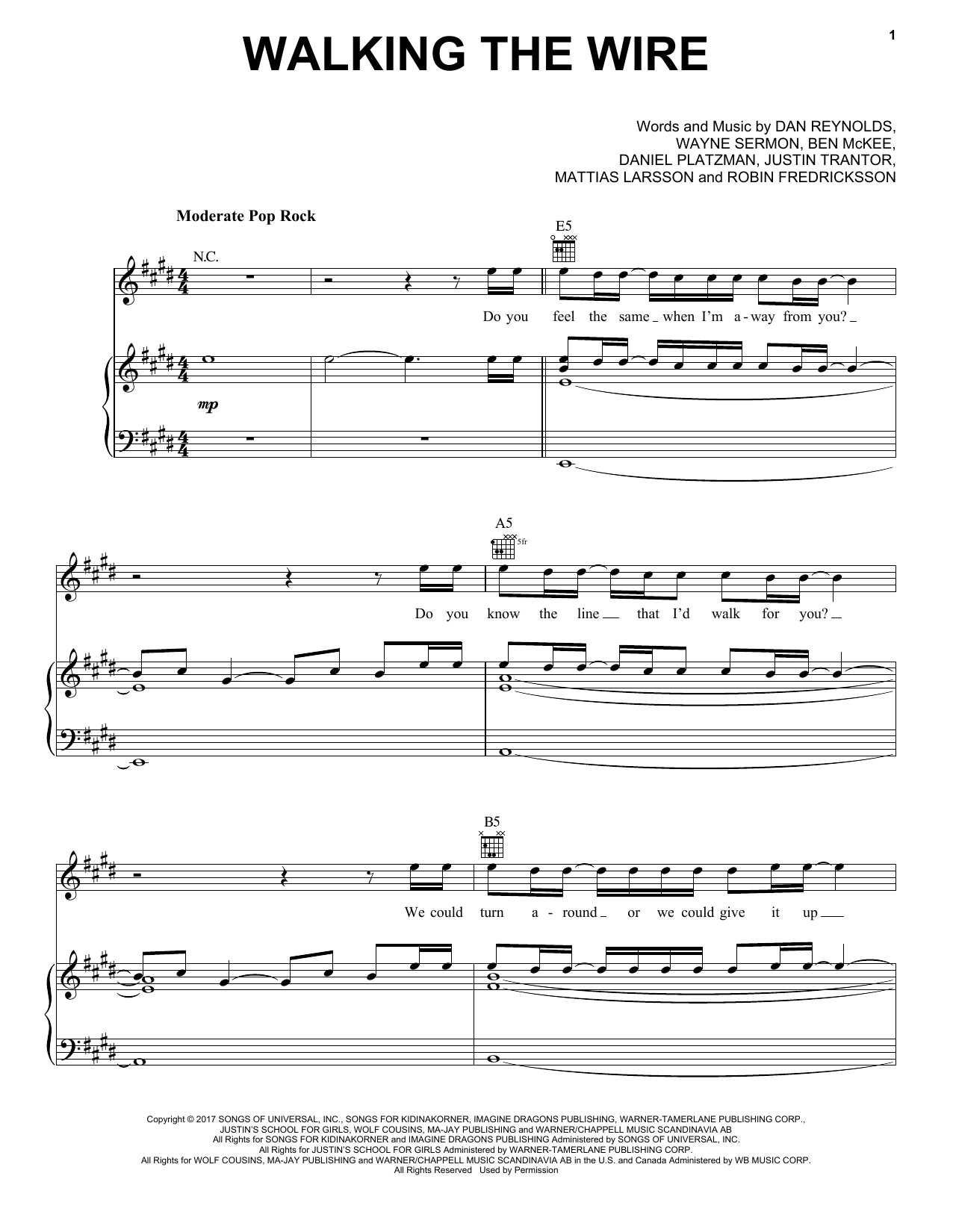 Imagine Dragons Walking The Wire Sheet Music Notes & Chords for Ukulele - Download or Print PDF