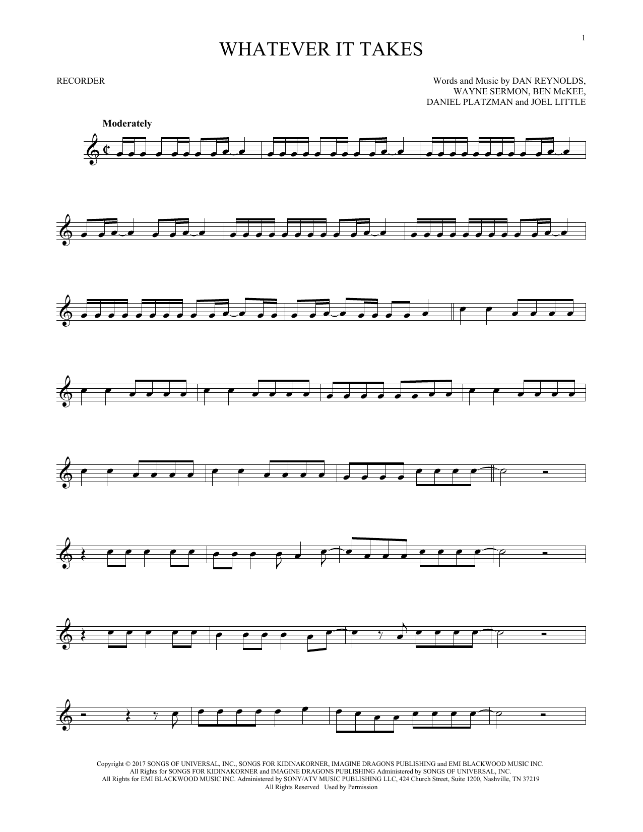 Whatever It Takes sheet music