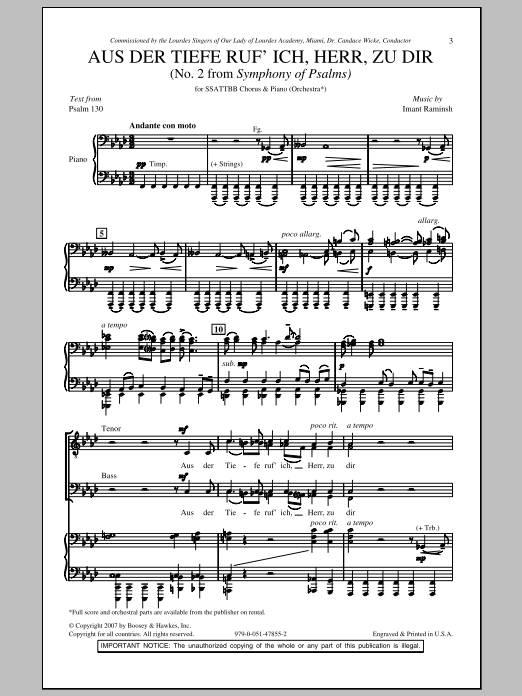 Imant Raminsh Aus Der Tiefe Ruf' Ich, Herr, Zu Dir Sheet Music Notes & Chords for SATB - Download or Print PDF