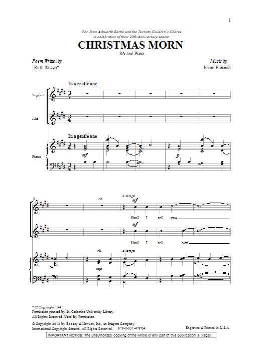 Imant Raminsh Christmas Morn Sheet Music Notes & Chords for 2-Part Choir - Download or Print PDF