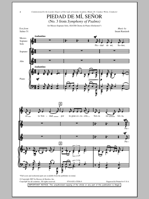 Imant Raminsh Piedad De Mi, Senor Sheet Music Notes & Chords for SATB - Download or Print PDF