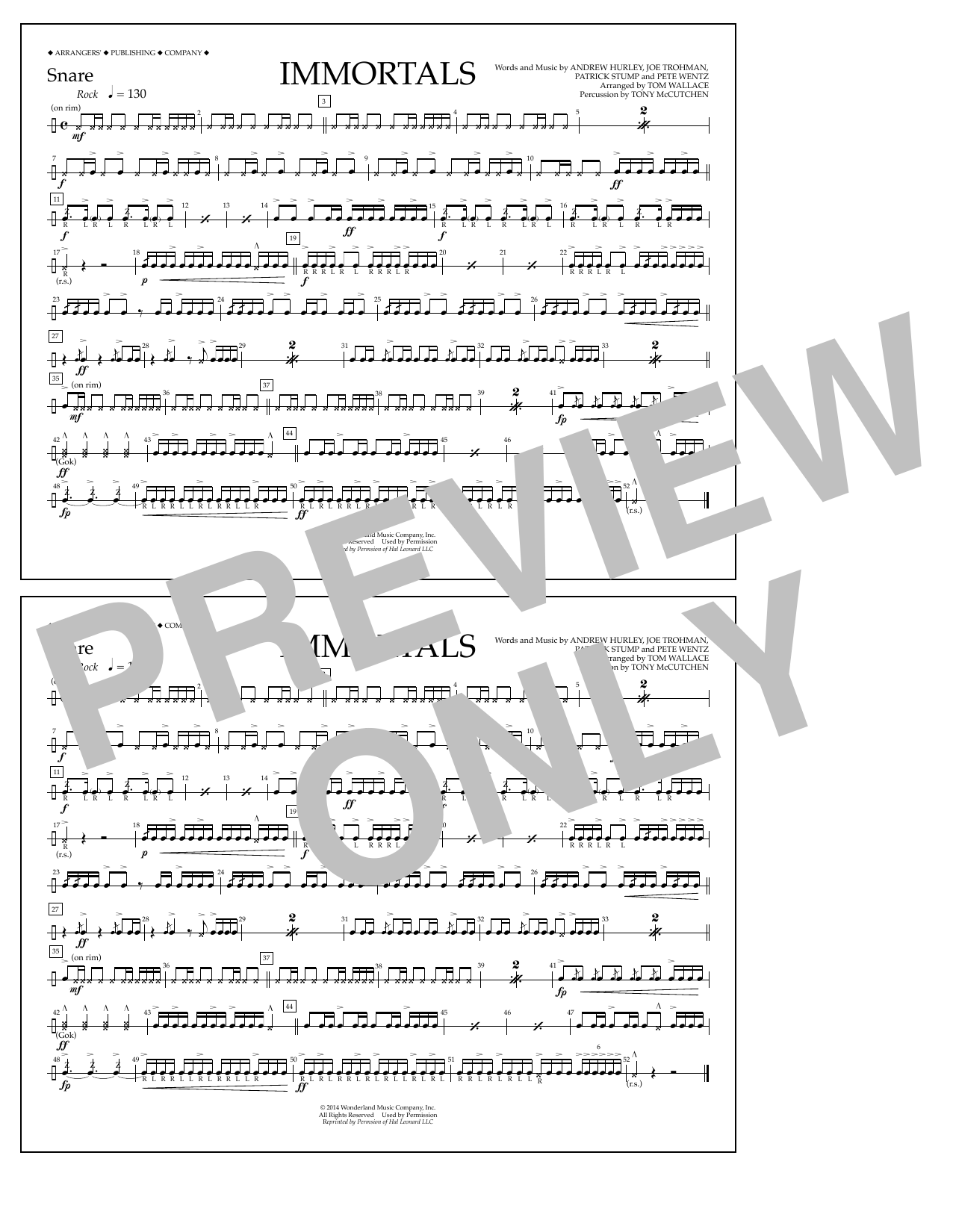 Fall Out Boy Immortals From Big Hero 6 Arr Tom Wallace