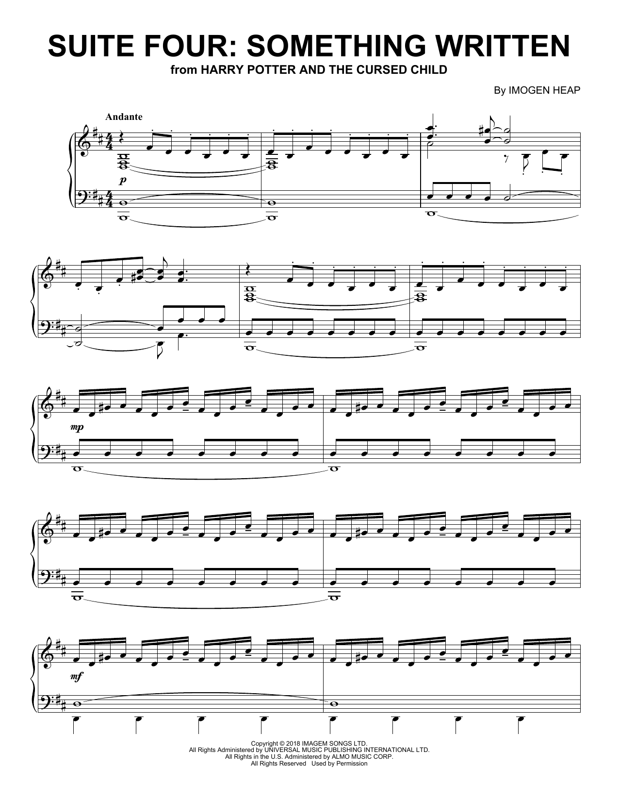 Imogen Heap Suite Four: Something Written (from Harry Potter And The Cursed Child) Sheet Music Notes & Chords for Piano Solo - Download or Print PDF