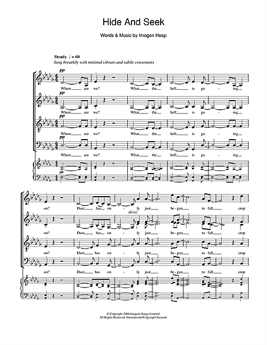 Imogen Heap Hide And Seek Sheet Music Download Pdf Score 47167