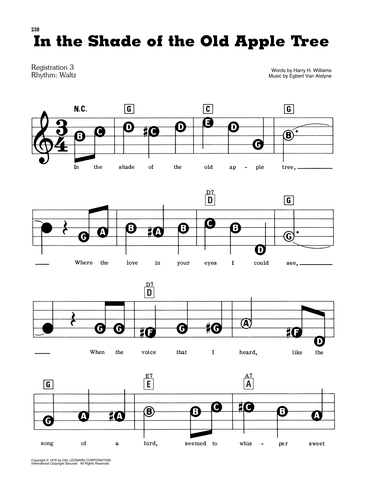 Preview Egbert Van Alstyne In The Shade Of The Old Apple Tree Classics sheet music, notes and chords for Piano, Vocal & Guitar (Right-Hand Melody), SKU: 18948 sheet music, piano notes, chords, guitar tabs, score, transpose, transcribe, how to play, guide, download, learn, tutorial, progression, song, artist, awards, billboard, mtv, vh1, tour, single, album, release
