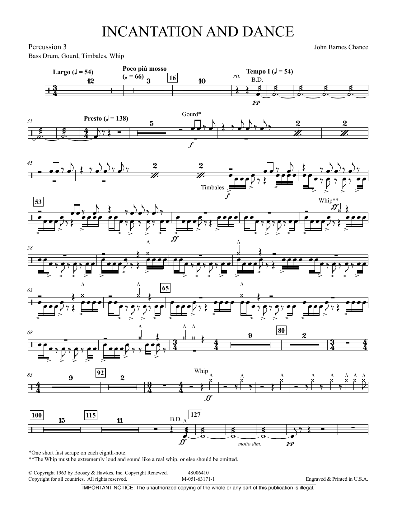 John Barnes Chance Incantation And Dance Percussion 3 Sheet Music Download Pdf Score 382660