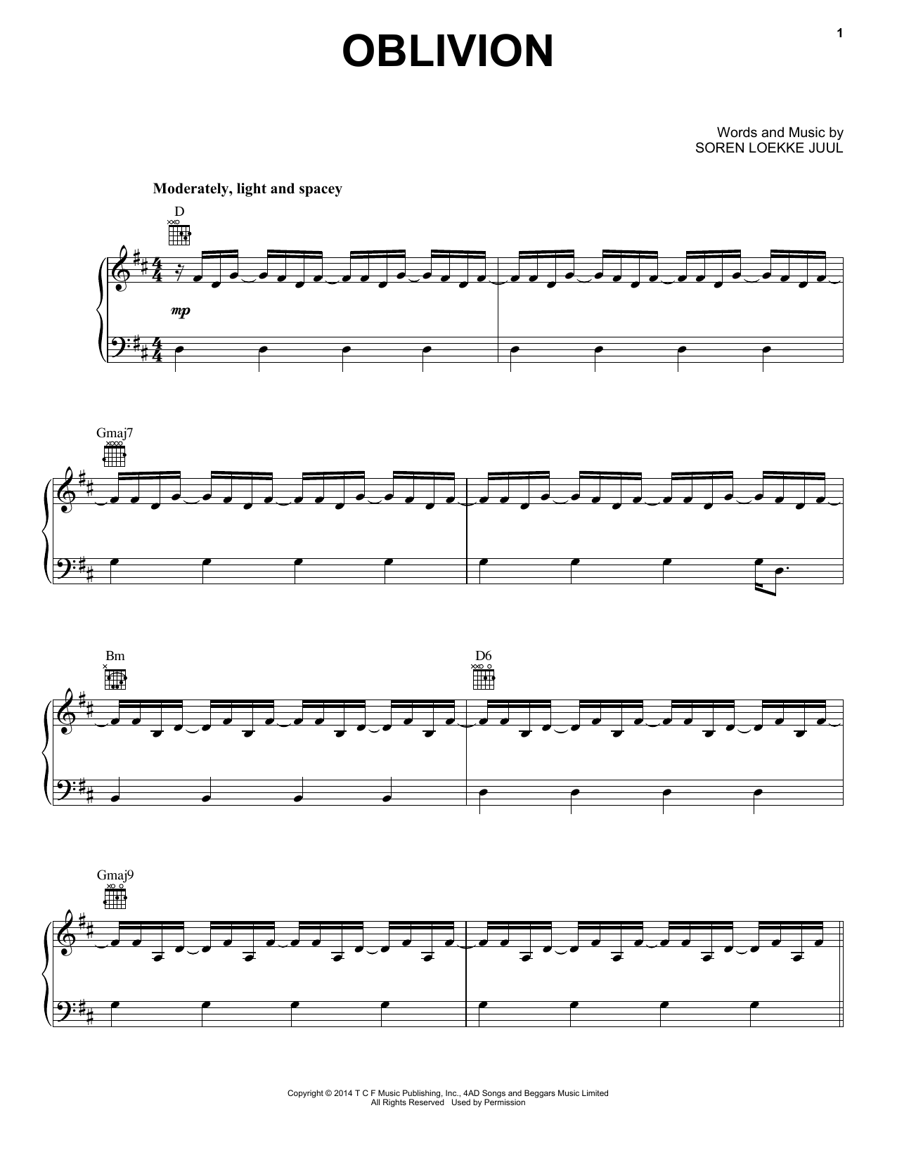 Indians Oblivion Sheet Music Notes & Chords for Piano, Vocal & Guitar (Right-Hand Melody) - Download or Print PDF