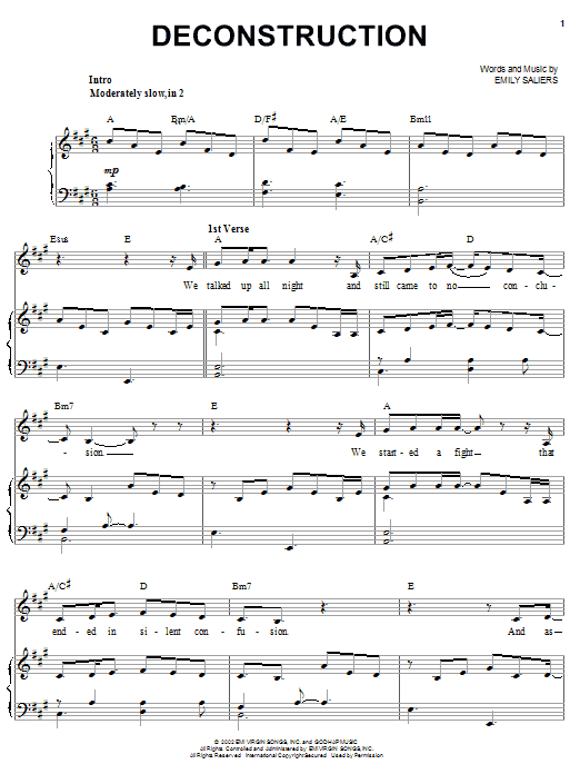 Indigo Girls Deconstruction Sheet Music Notes & Chords for Piano, Vocal & Guitar (Right-Hand Melody) - Download or Print PDF