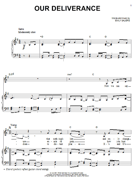 Indigo Girls Our Deliverance Sheet Music Notes & Chords for Piano, Vocal & Guitar (Right-Hand Melody) - Download or Print PDF Indigo Girls Our Deliverance Sheet Music Notes & Chords for Piano, Vocal & Guitar (Right-Hand Melody) - Download or Print PDF