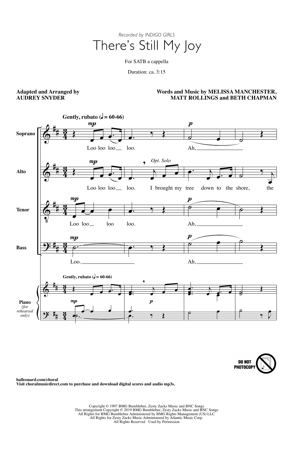Indigo Girls There's Still My Joy (arr. Audrey Snyder) Sheet Music Notes & Chords for SATB Choir - Download or Print PDF