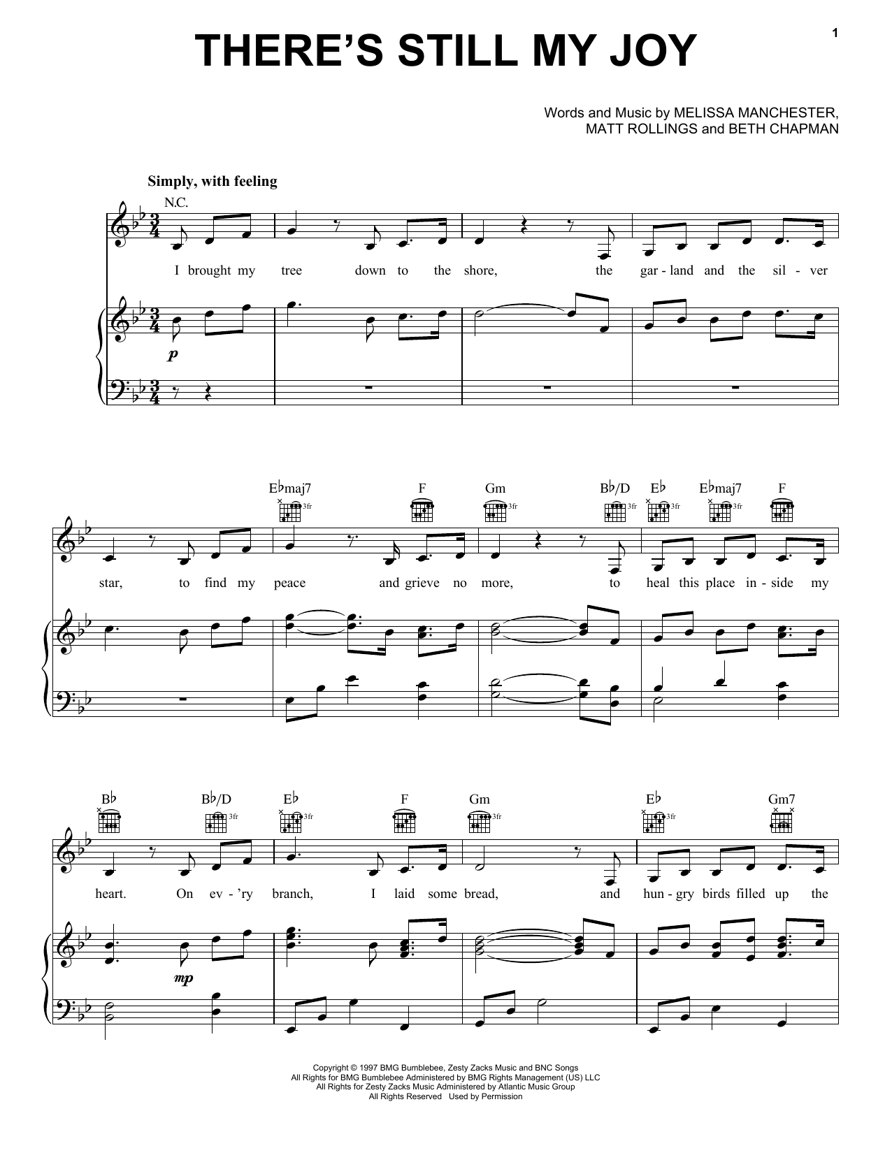 Indigo Girls There's Still My Joy Sheet Music Notes & Chords for Piano, Vocal & Guitar (Right-Hand Melody) - Download or Print PDF