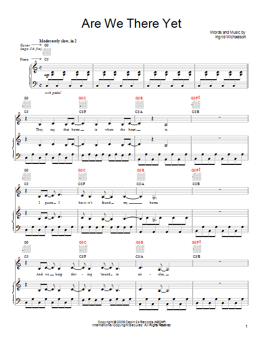 Ingrid Michaelson Are We There Yet Sheet Music Notes & Chords for Ukulele with strumming patterns - Download or Print PDF