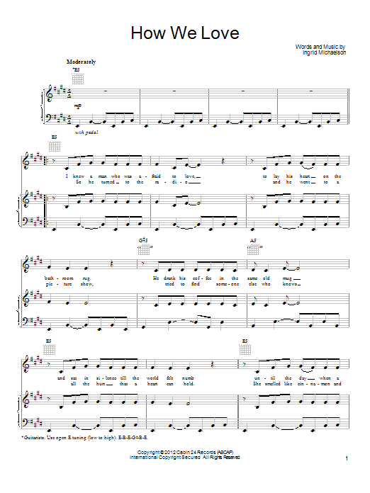 Ingrid Michaelson How We Love Sheet Music Notes & Chords for Piano, Vocal & Guitar (Right-Hand Melody) - Download or Print PDF