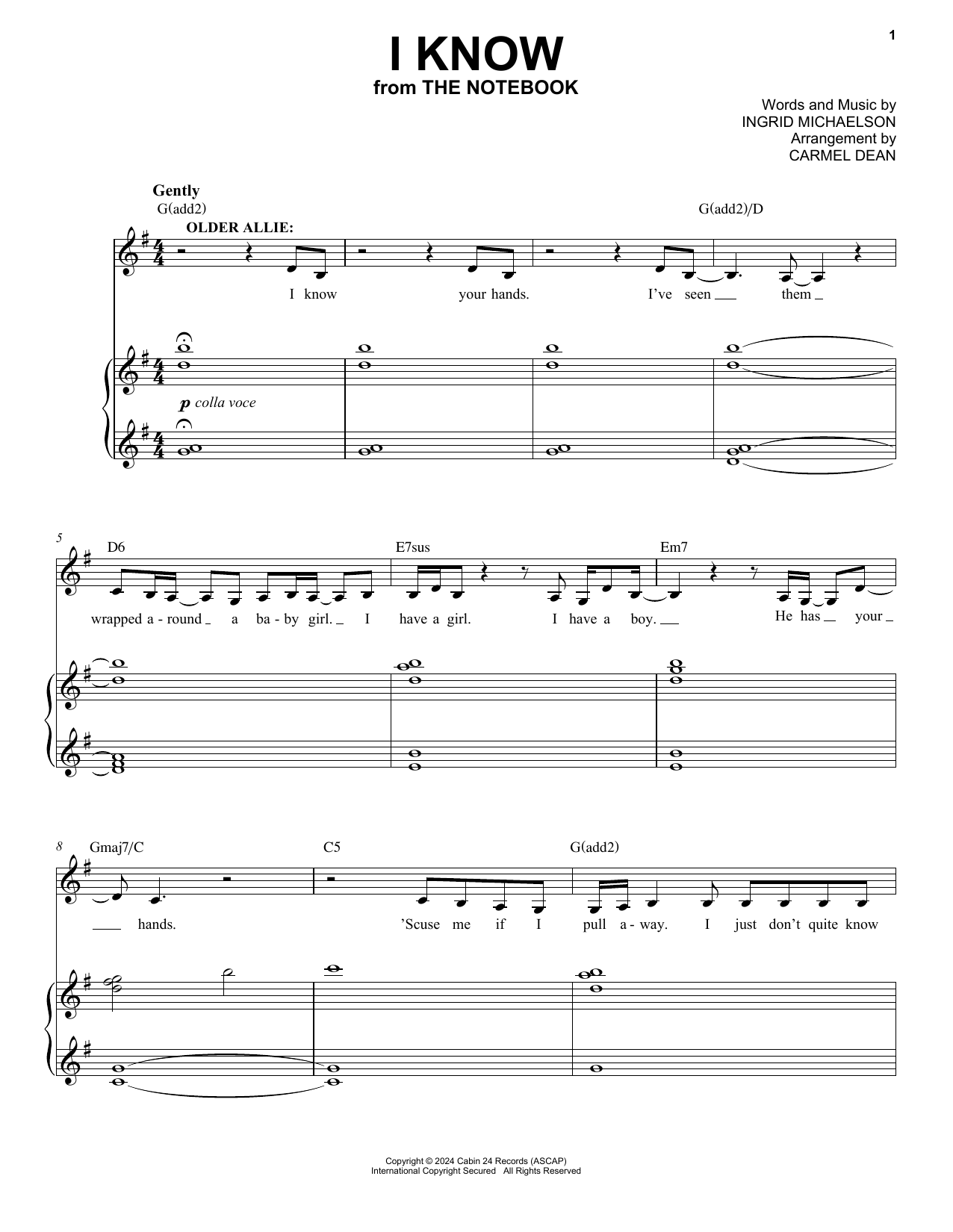 Ingrid Michaelson I Know (from The Notebook) Sheet Music Notes & Chords for Piano & Vocal - Download or Print PDF