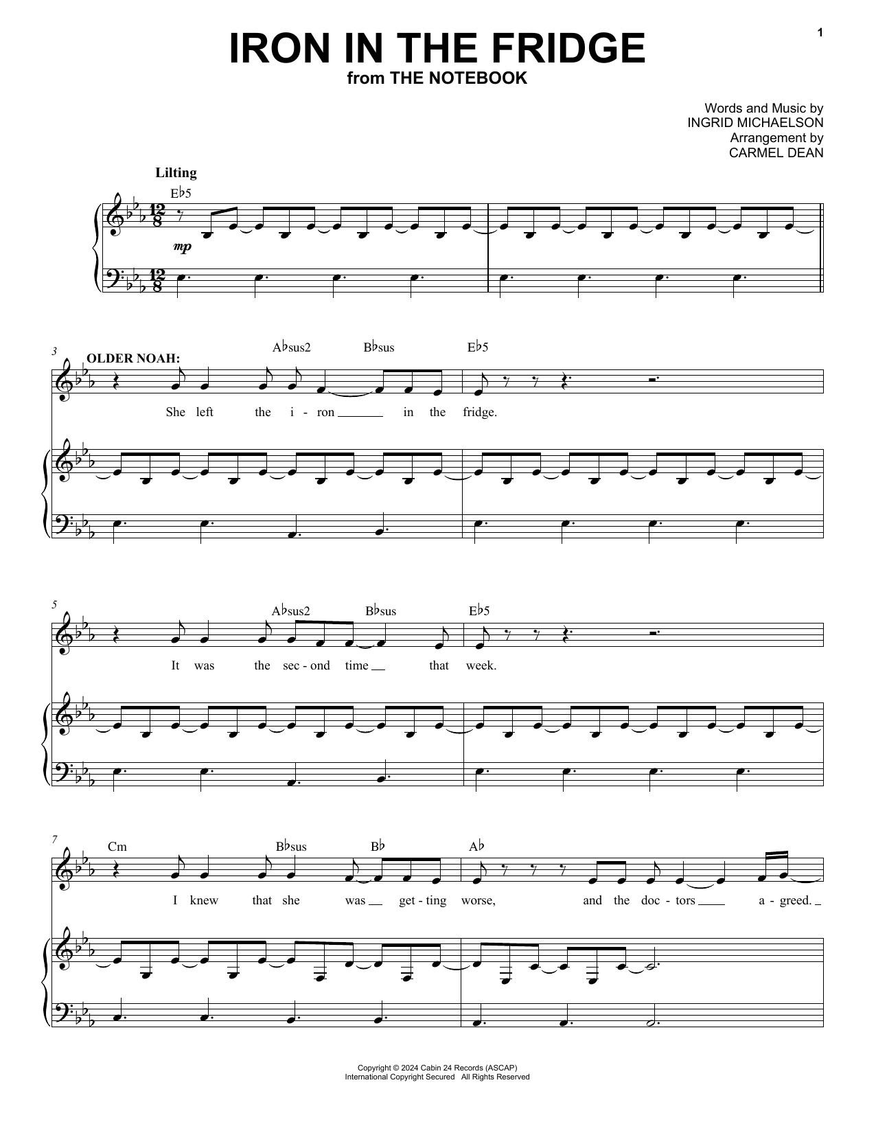 Ingrid Michaelson Iron in the Fridge (from The Notebook) Sheet Music Notes & Chords for Piano & Vocal - Download or Print PDF