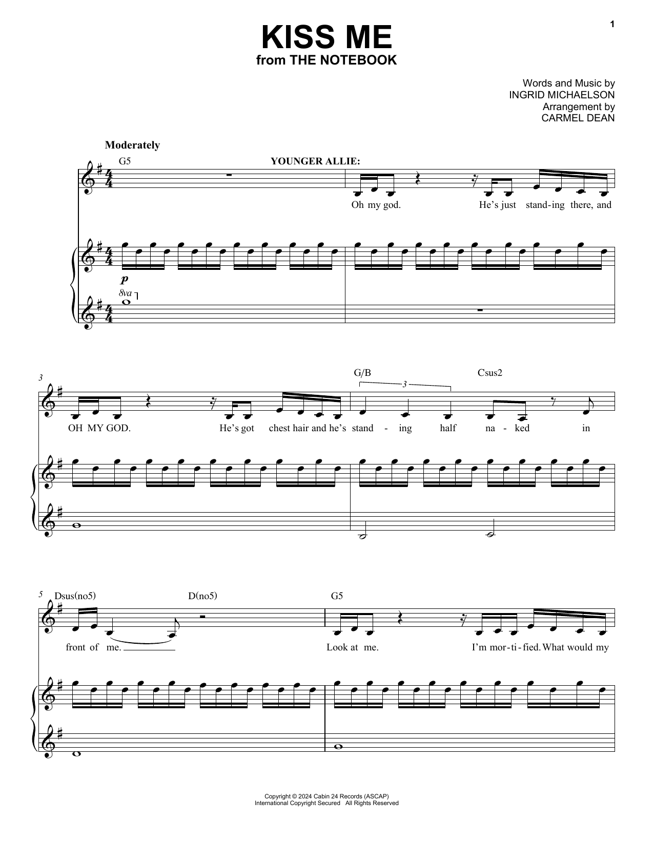 Ingrid Michaelson Kiss Me (from The Notebook) Sheet Music Notes & Chords for Piano & Vocal - Download or Print PDF